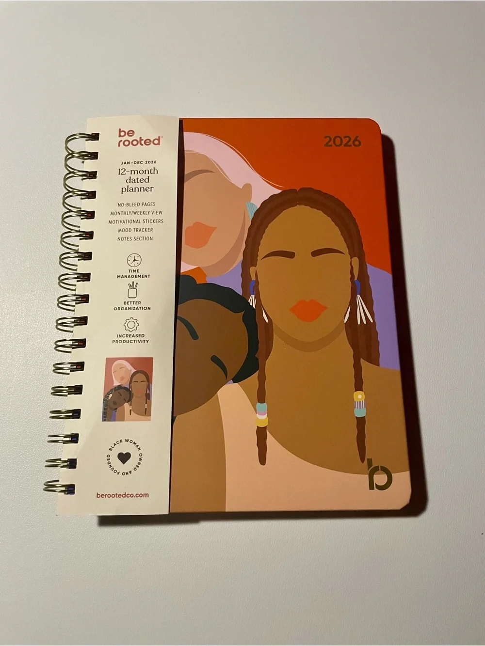 Be Rooted 2026 Illustrated Spiral Planner - Rust & Peach 12 Month Day Plans NWT